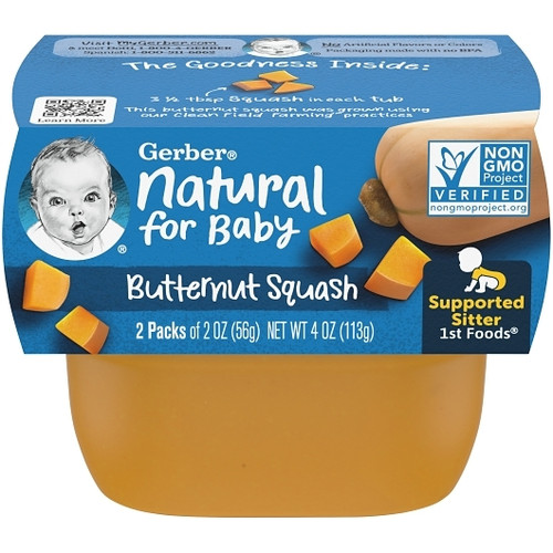 Gerber 1st Foods Butternut Squash Baby Food - Multi Pack, 4 Ounce Tub. 8 Per Case