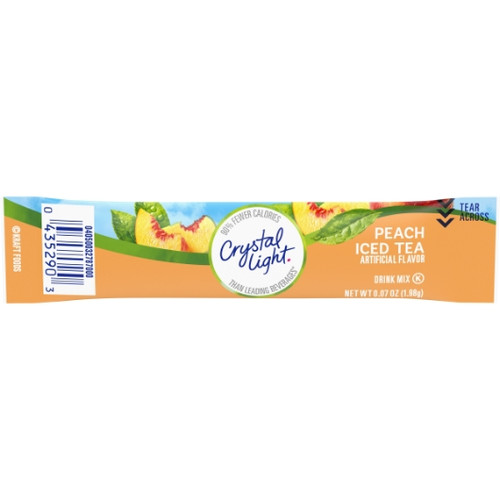 Crystal Light On The Go Peach Iced Tea Drink Mix, 0.07 Ounces, 10 Per Box, 12 Per Case