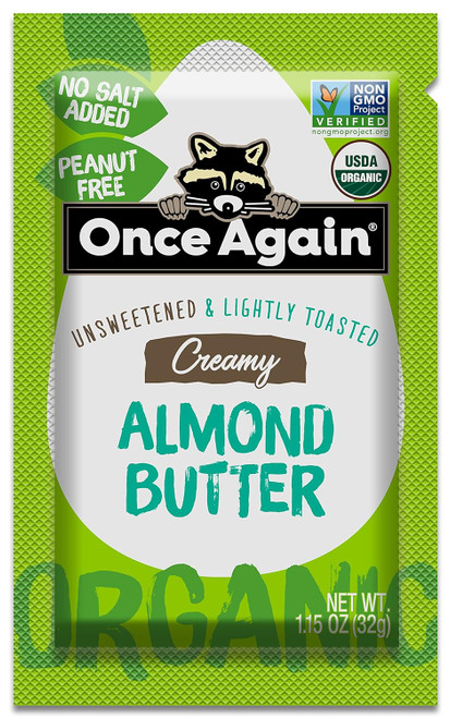 Once Again Nut Butter Organic Almond Butter Squeeze Pack, 1.15 Ounces, 10 Per Box, 6 Per Case