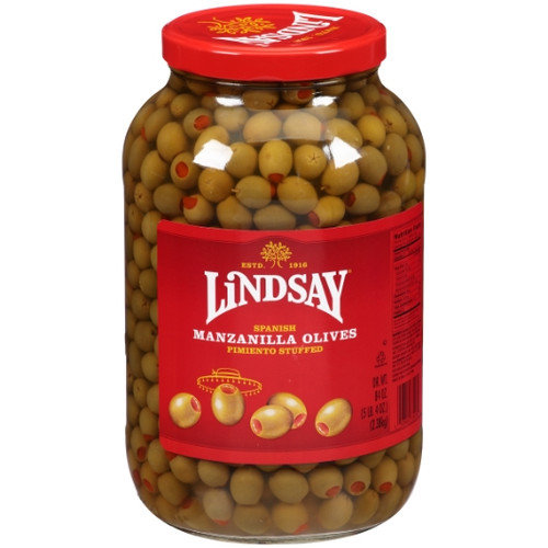 Lindsay Pimiento Stuffed Spanish Manzanilla Olives, 84 Ounce, 4 Per Case