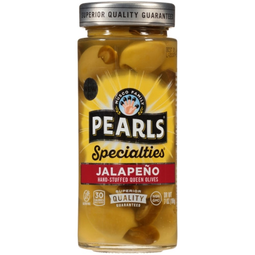 Pearls Jalapeno Stuffed Queen Olives Jar, 7 Ounce, 6 Per Case