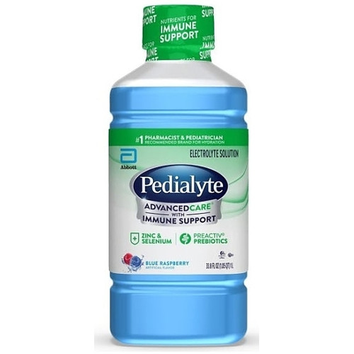 Pedialyte Advanced Care Blue Raspberry Flavored Electrolyte Solution, 1 Liter, 8 Per Case