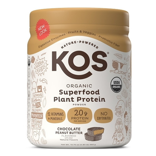 Kos Organic Plant Protein Chocolate Peanut Butter Flavor, 0.85 Pound, 6 Per Case