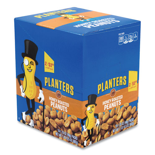 Planters Honey Roasted Peanuts, 1.75 Oz Tube, 18/box