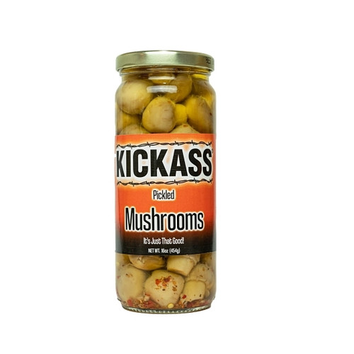 Kickass Beef Jerky Pickled Mushrooms, 16 Ounce, 12 Per Case