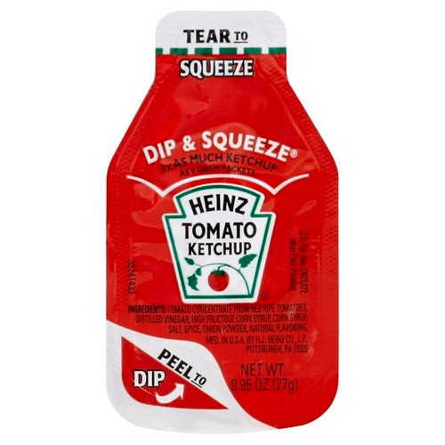 Heinz Dip And Squeeze Tomato Ketchup, 0.96 Ounce, 500 Per Case