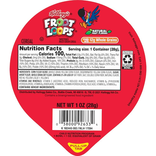 Kellogg s Reduced Sugar Froot Loops Cereal, 1 Ounce, 96 Per Case