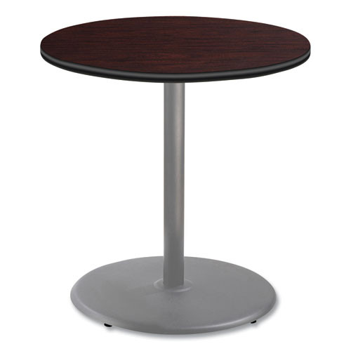 NPS Cafe Table, 36" Diameter X 36h, Round Top/base, Mahogany Top, Gray Base