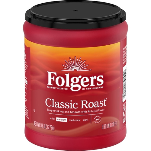 Folgers Classic Roast Ground Coffee, 9.6 Ounce, 6 Per Case Folgers Classic Roast Ground Coffee, 9.6 Ounce, 6 Per Case