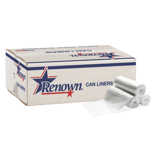 Renown Super Hexane/Linear Low Density Trash Can Liners, 45 Gallon, White