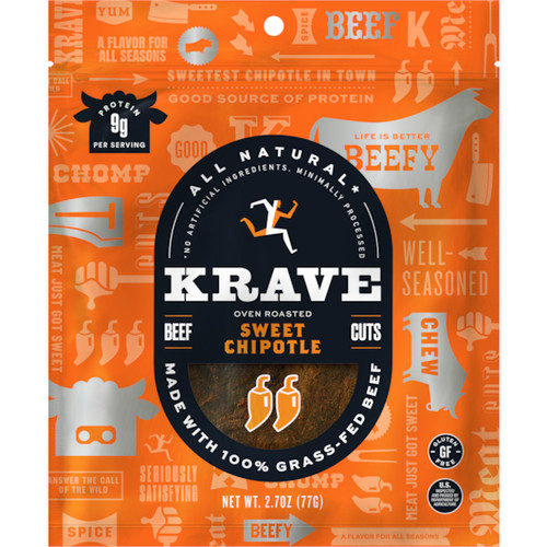 Krave Gourmet Sweet Chipotle Beef Cuts, 2.7 Ounces, 8 Per Case