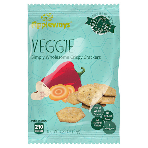 Appleways Whole Grain Veggie Crackers, 1.85 Ounce, 180 Per Case Appleways Whole Grain Veggie Crackers, 1.85 Ounce, 180 Per Case