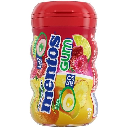 Mentos Sugar Free Tropical Fruit Gum, 50 Piece, 36 Per Case