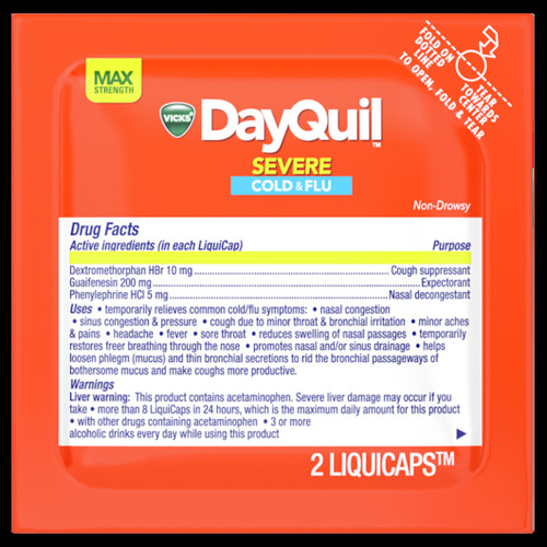 Vicks Dayquil Severe Multi Symptom Box, 2 Count, 32 Per Pack, 12 Per Case