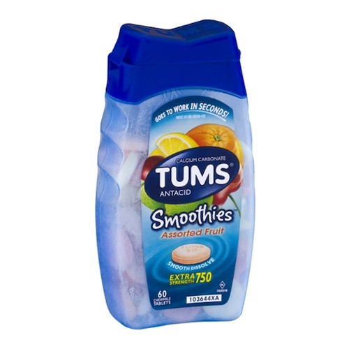 Tums Assorted Fruit Smoothie Tablets, 60 Each, 6 Per Pack, 6 Per Case