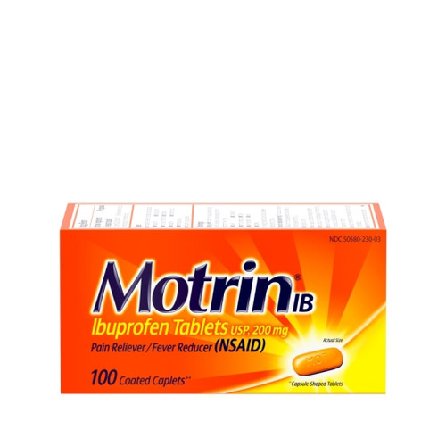 Motrin Caplets, 100 Count, 6 Per Pack, 8 Per Case