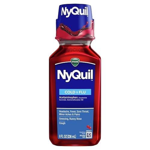 Vicks Nyquil Cold & Flu Liquid Cherry, 8 Fluid Ounce, 12 Per Case