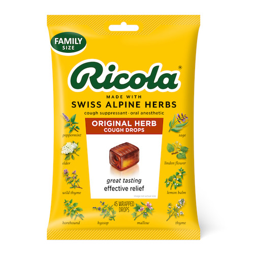 Ricola Original Herbed Cough Drops, 45 Count, 6 Per Pack, 6 Per Case