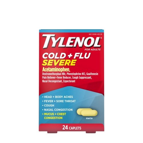 Tylenol Cold & Flu Severe, 24 Count, 6 Per Pack, 8 Per Case
