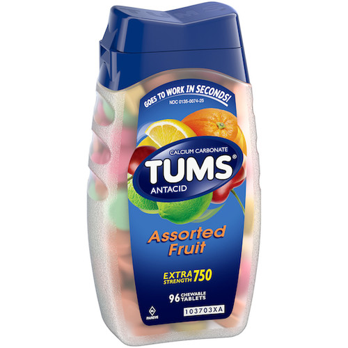 Tums Assorted Fruit Tablets, 96 Each, 6 Per Pack, 4 Per Case