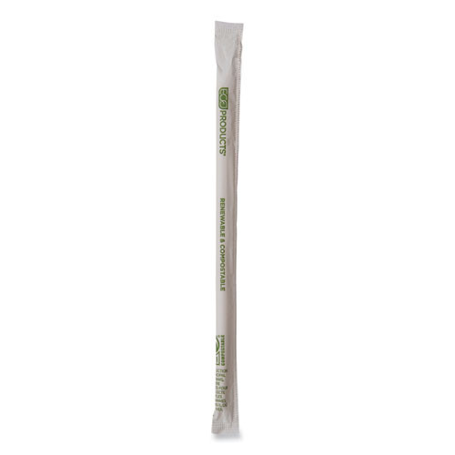Renewable and Compostable PHA Straws, 10.25", Natural White, 1,250/Carton