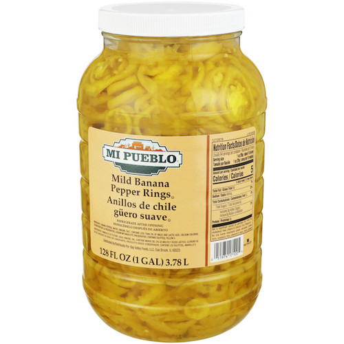 Mi Pueblo Mild Banana Pepper Rings, 1 Gallon, 4 Per Case Mi Pueblo Mild Banana Pepper Rings, 1 Gallon, 4 Per Case