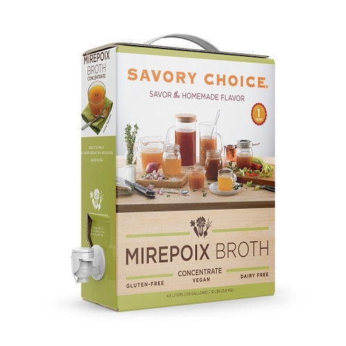 Savory Choice Halal Mirepoix Broth Concentrate Bag-In-Box, 12 Pound, 1 Per Case Savory Choice Halal Mirepoix Broth Concentrate Bag-In-Box, 12 Pound, 1 Per Case