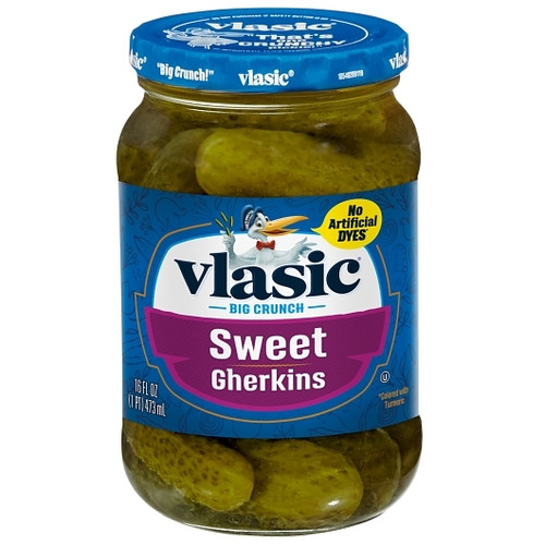 Vlasic Sweet Pickle Gherkin Jar, 16 Fluid Ounce, 12 Per Case