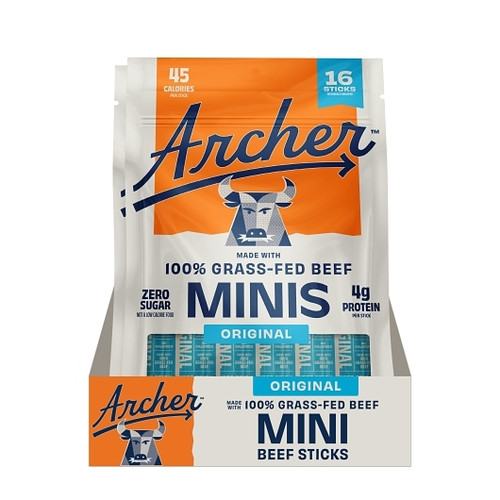 Country Archer Jerky Co Original Beef Mini Sticks, 8 Ounce, 6 Per Case