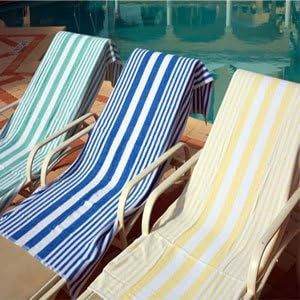 Hotel Pool Towel Tropical Blue Stripe Vat Dyed Bleach Safe 30x60-dz