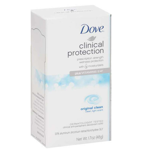 Dove Anti-Perspirant Deodorant with Moisturizers plus Vitamins E + F, Original Clean, 1.7 Ounce Bar - 3 per Pack - 8 Packs/Case