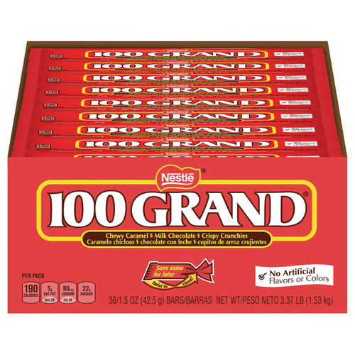 Nestle 100 GRAND Chocolate Candy Bars, Full Size, 1.5 Oz, 36/carton