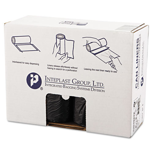 High-density Interleaved Commercial Can Liners, 45 Gal, 22 Microns, 40" X 48", Black, 150/carton