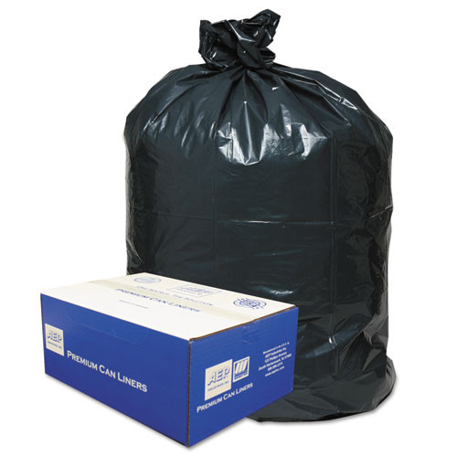 Linear Low-density Can Liners, 56 Gal, 0.9 Mil, 43" X 47", Black, 100/carton - WBI434722G