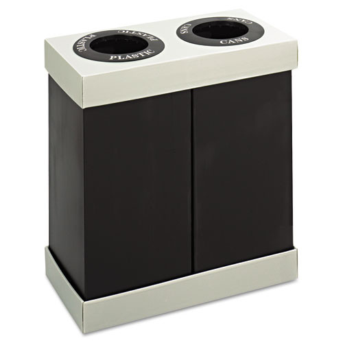 At-your-disposal Recycling Center, Polyethylene, Two 56 Gal Bins, Black