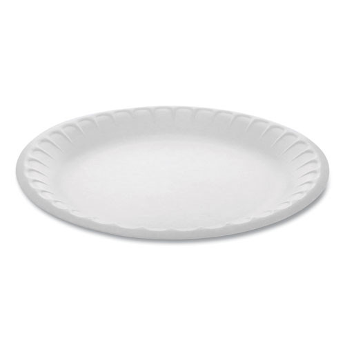 Unlaminated Foam Dinnerware, Plate, 9" Dia, White, 500/carton