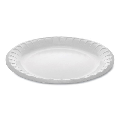 Laminated Foam Dinnerware, Plate, 8.88" Dia, White, 500/carton
