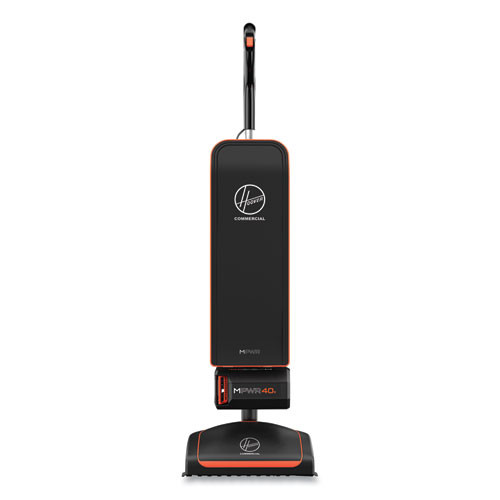 Hoover Commercial HVRPWR 40V Cordless Upright Vacuum, 13" Cleaning Path, Black/Orange