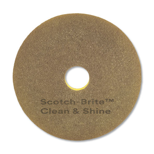 Scotch-Brite Clean and Shine Pad, 17" Diameter, Brown/Yellow