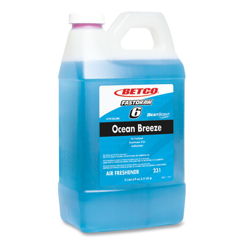Betco BestScent Ocean Breeze Deodorizer, Ocean Breeze Scent, 67.6 Oz Fastdraw Bottle, 4/carton