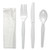 Four-piece Cutlery Kit, Fork/knife/napkin/teaspoon, Heavyweight, White, 250/carton