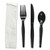 Four-piece Cutlery Kit, Fork/knife/napkin/teaspoon, Black, 250/carton