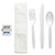 Six-piece Cutlery Kit, Condiment/fork/knife/napkin/teaspoon, White, 250/carton