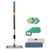 Boardwalk® Microfiber Cleaning Kit, 18" Wide Blue/green Microfiber Head, 35" To 60" Gray Aluminum Handle