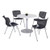 KFI Studios Pedestal Table With Four Black Kool Series Chairs, Round, 36" Dia X 29h, Designer White, Ships In 4-6 Business Days