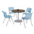 KFI Studios Pedestal Table With Four Sky Blue Kool Series Chairs, Round, 36" Dia X 29h, Studio Teak, Ships In 4-6 Business Days