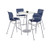 KFI Studios Pedestal Bistro Table With Four Navy Kool Series Barstools, Round, 36" Dia X 41h, Designer White, Ships In 4-6 Business Days