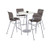 KFI Studios Pedestal Bistro Table With Four Brownstone Kool Series Barstools, Round, 36" Dia X 41h, Designer White, Ships In 4-6 Bus Days