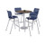 KFI Studios Pedestal Bistro Table With Four Navy Kool Series Barstools, Round, 36" Dia X 41h, Studio Teak, Ships In 4-6 Business Days