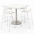 KFI Studios Pedestal Bistro Table With Four White Jive Series Barstools, Square, 36 X 36 X 41, Designer White, Ships In 4-6 Business Days